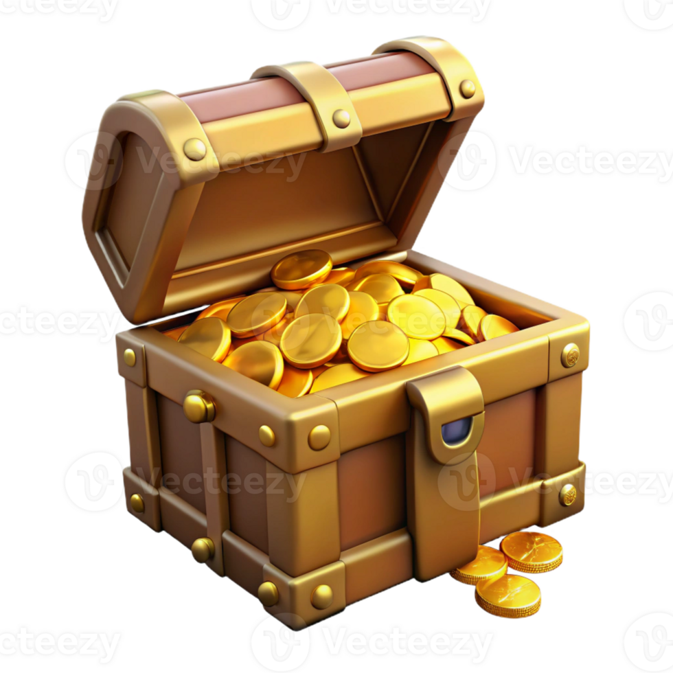 impressive creative A treasure chest overflowing with gold professional png