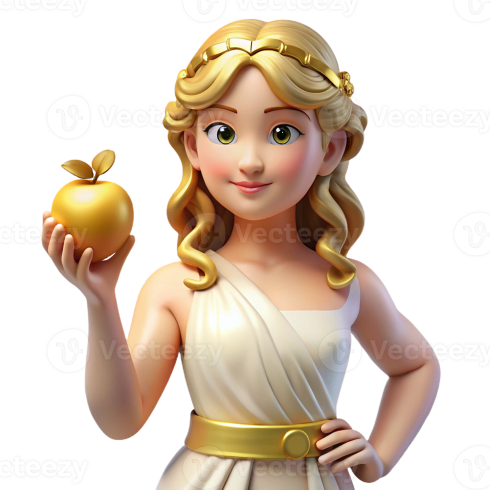beautiful artistic Aphrodite, Goddess of Love and Beauty, holding a golden apple original png