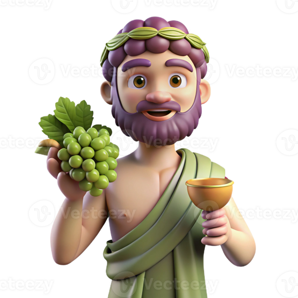 magnificent minimalist Dionysus, God of Wine, holding a grapevine exclusive png