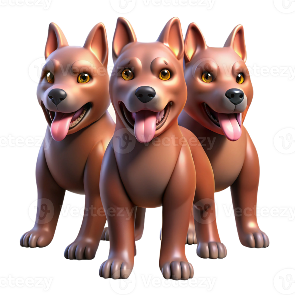 elegant minimalist Cerberus, three-headed dog genuine png