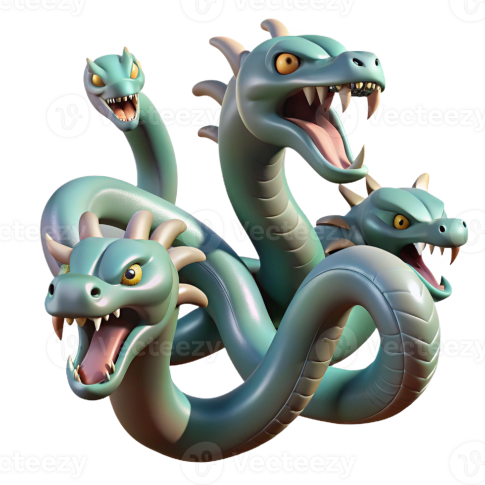 vibrant traditional Hydra, multi-headed serpent authentic png