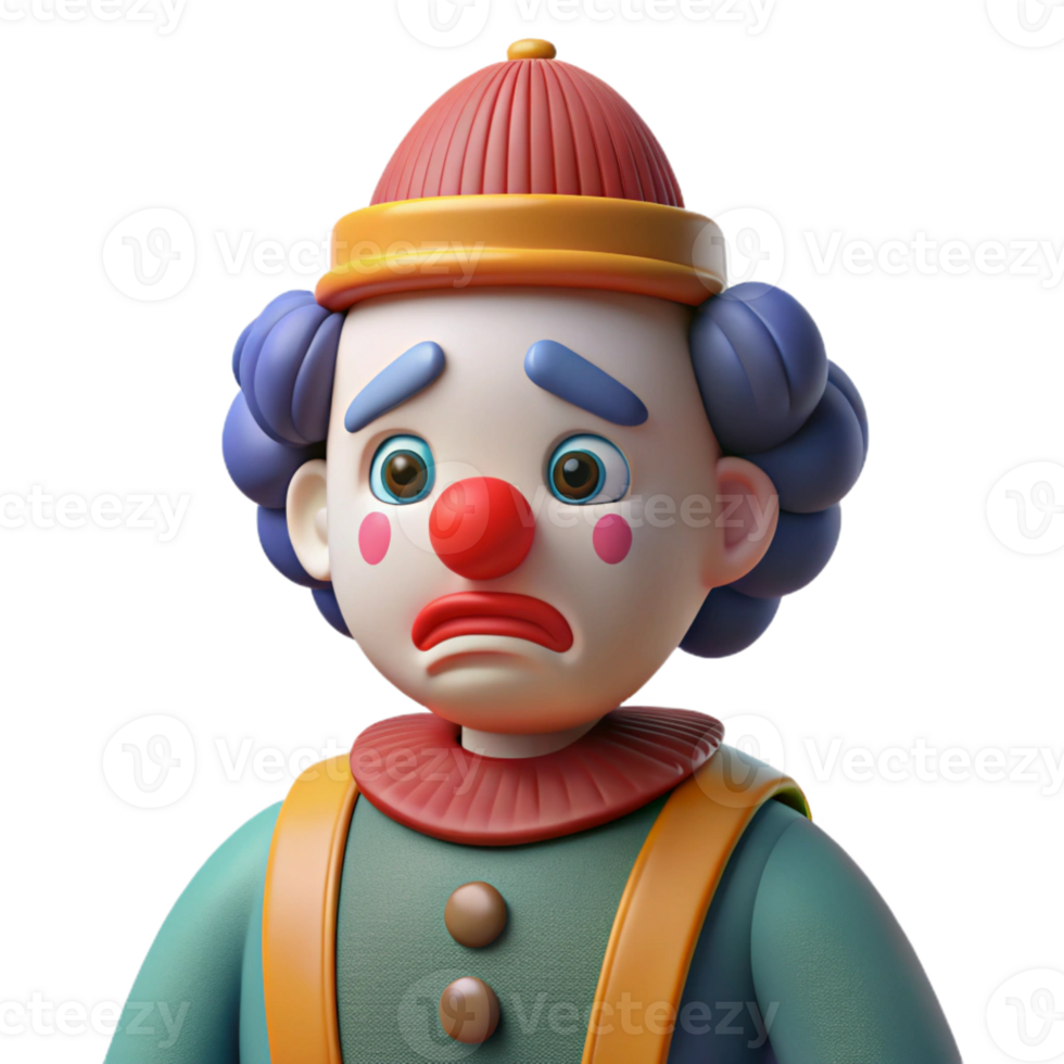 impressive classic Sad clown with drooping makeup, authentic png