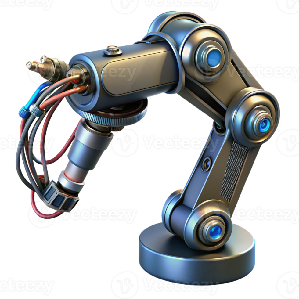 magnificent creative Cyberpunk robotic arm with intricate wiring, original png