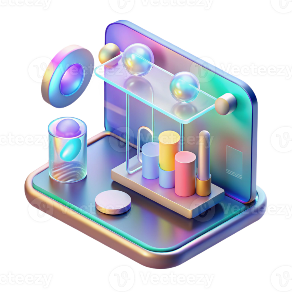magnificent minimalist Holographic interface displaying complex data, 4K png