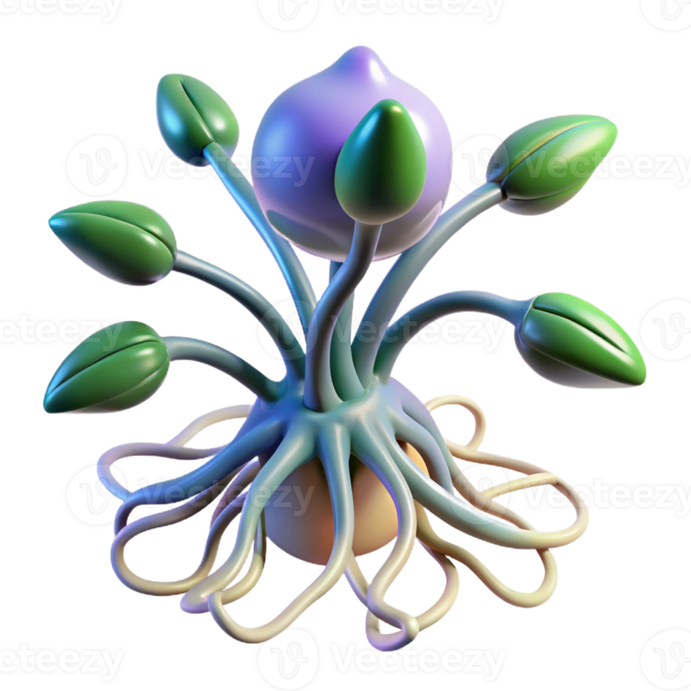 stunning contemporary Bioengineered alien plant with pulsating veins, high resolution png