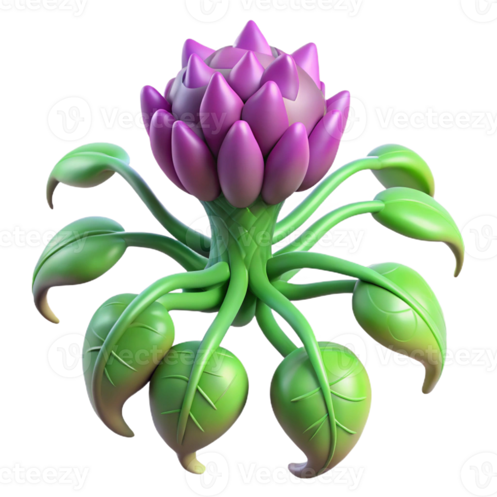 elegant contemporary Bioengineered alien plant with pulsating veins, detailed png