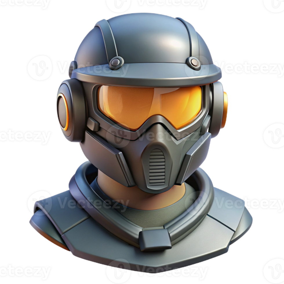 beautiful traditional Futuristic soldier helmet with integrated visor, high resolution png