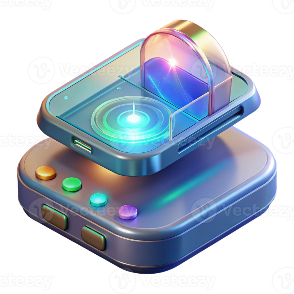 elegant modern High-tech communication device with holographic display, original png