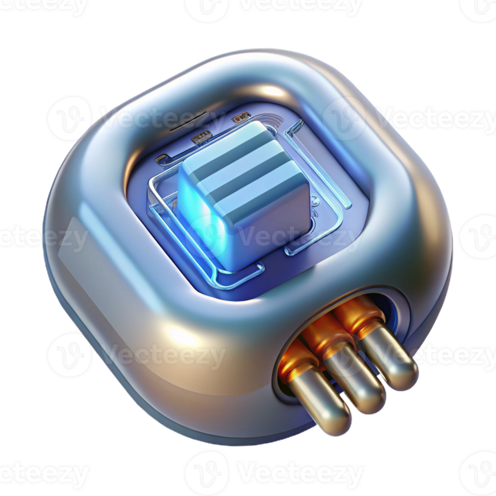 elegant traditional Advanced medical implant with glowing circuitry, professional png