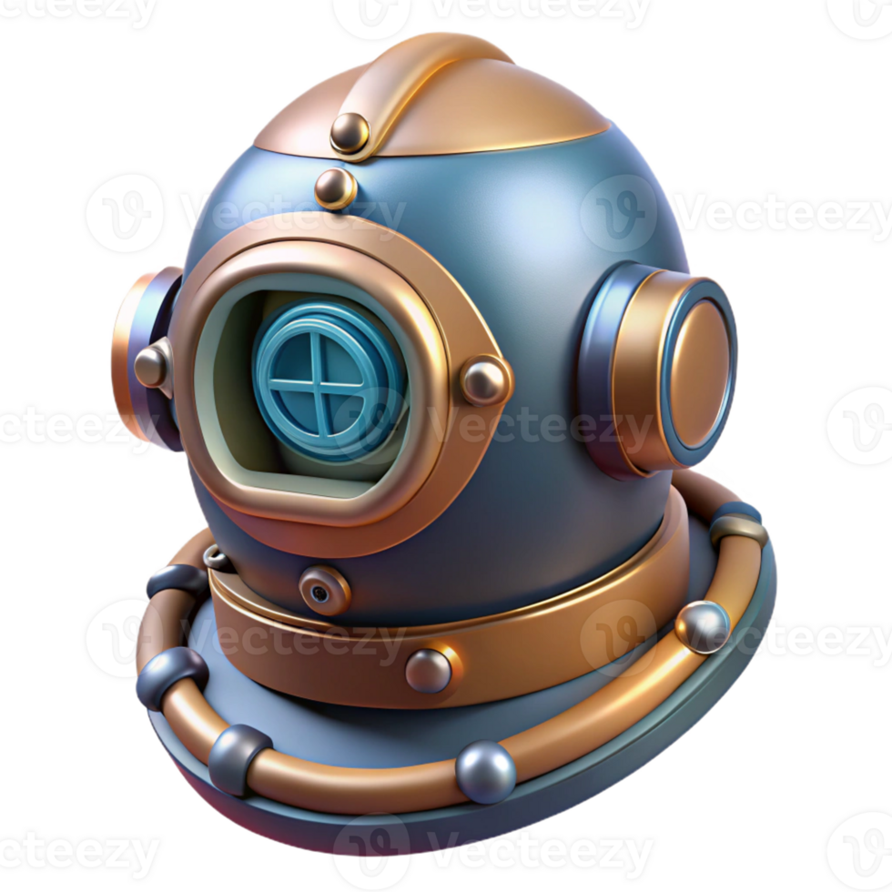 dramatic abstract Futuristic diving helmet with integrated HUD, authentic png
