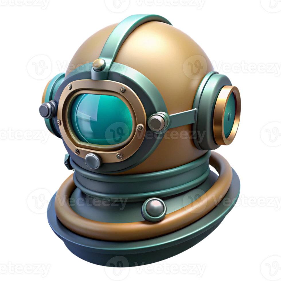 dramatic modern Futuristic diving helmet with integrated HUD, exclusive png
