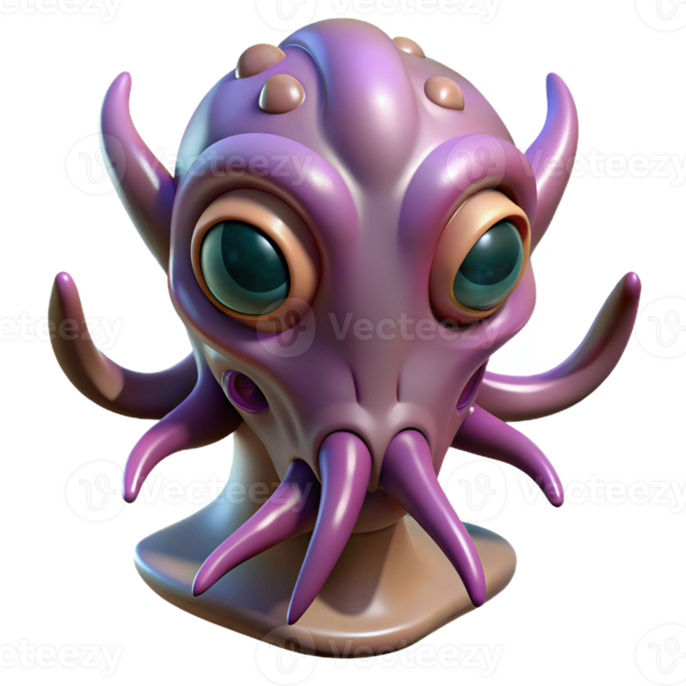 wonderful abstract Alien creature head with tentacles, exclusive png
