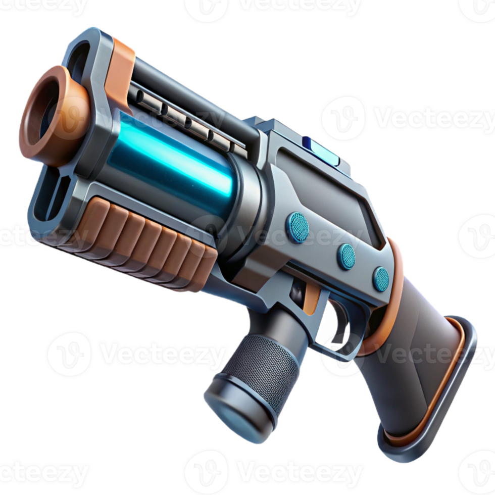 serene artistic Futuristic shotgun with rotating barrels, genuine png