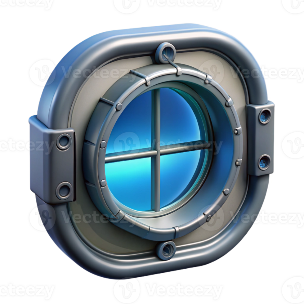 beautiful rustic Detailed spaceship window with reinforced frame, genuine png