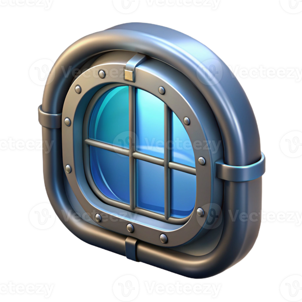 wonderful contemporary Detailed spaceship window with reinforced frame, 4K png