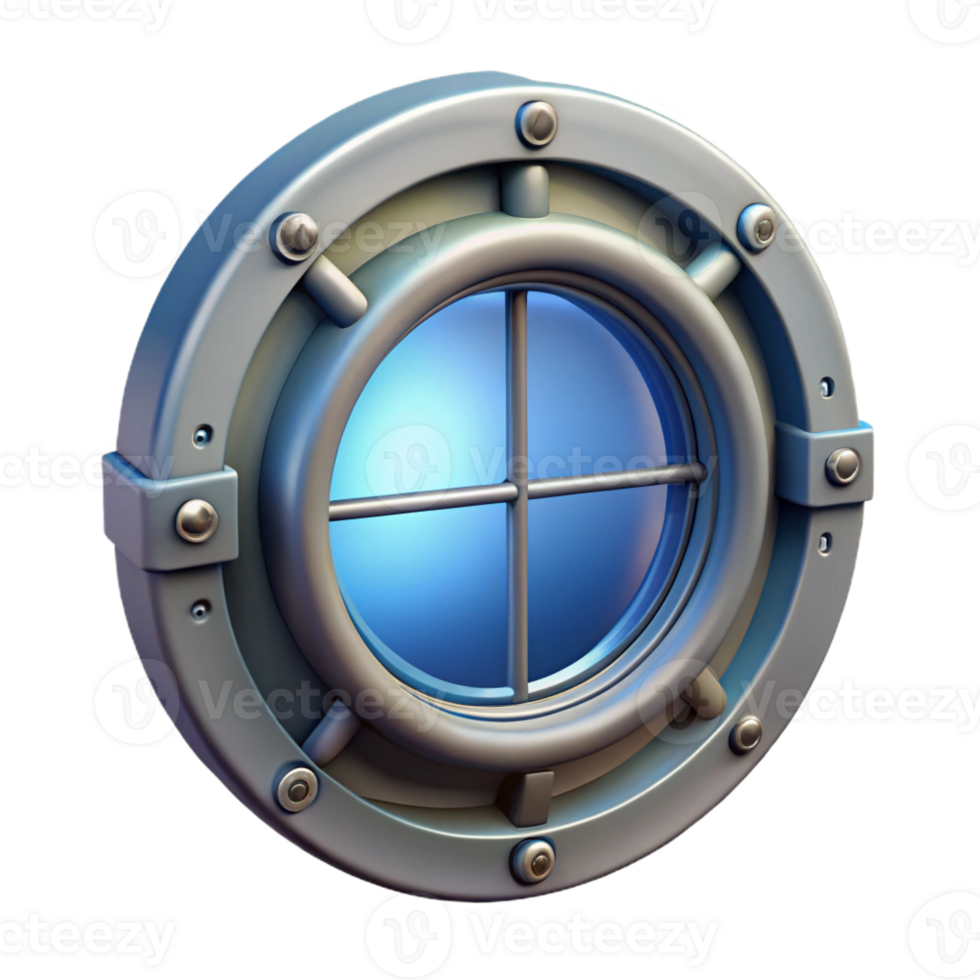 dramatic modern Detailed spaceship window with reinforced frame, premium png