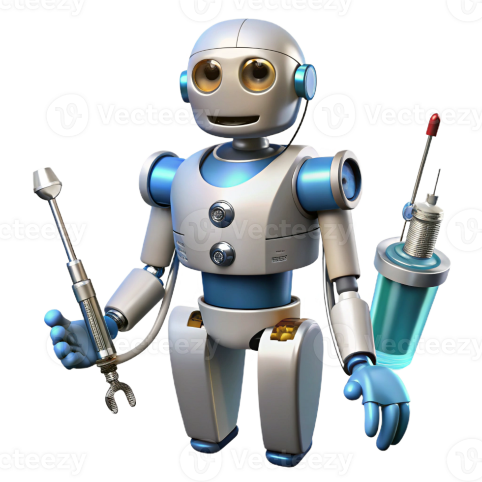 vibrant contemporary Advanced medical robot with surgical instruments, 4K png