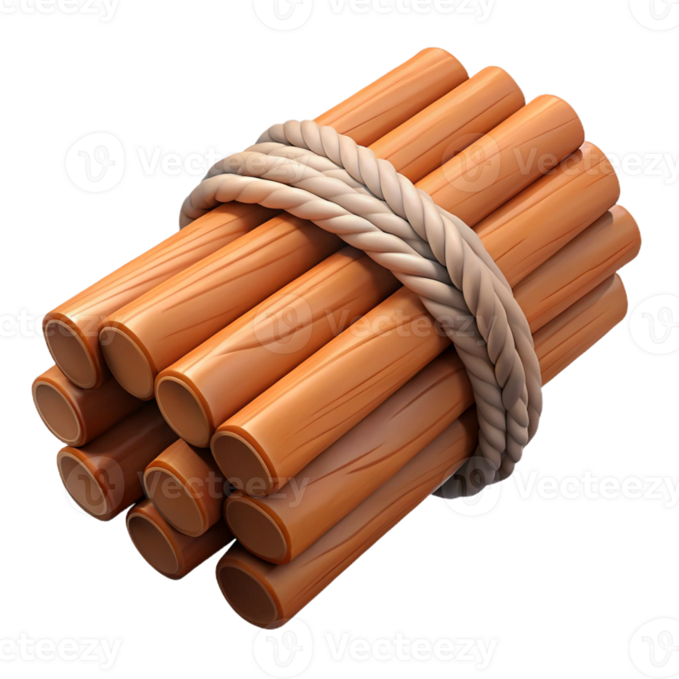 vibrant artistic Bundle of wooden beams, tied with rope, original png
