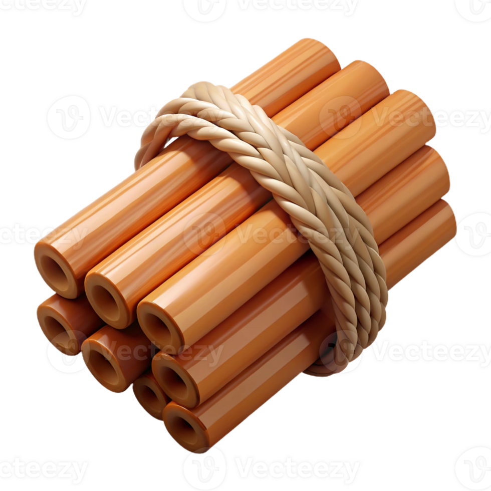 beautiful creative Bundle of wooden beams, tied with rope, detailed png
