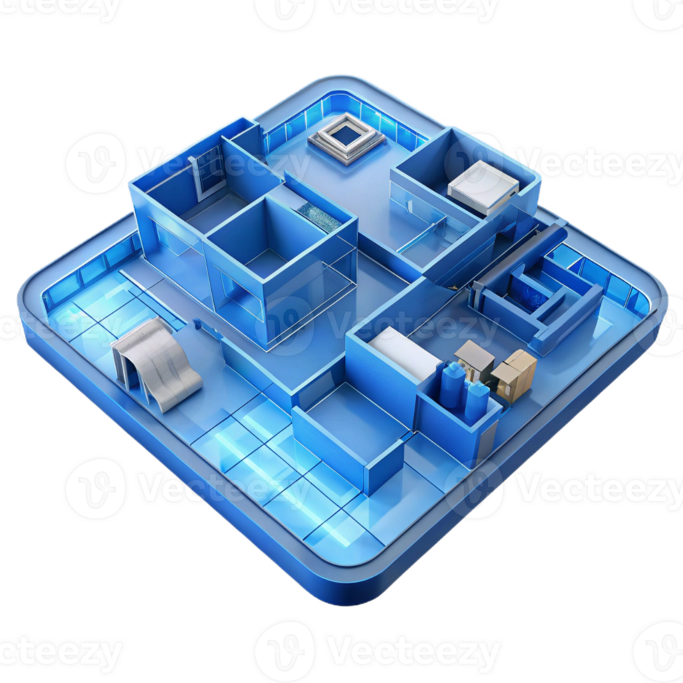 stunning abstract Architectural drawing, floor plan, blueprint style, detailed png