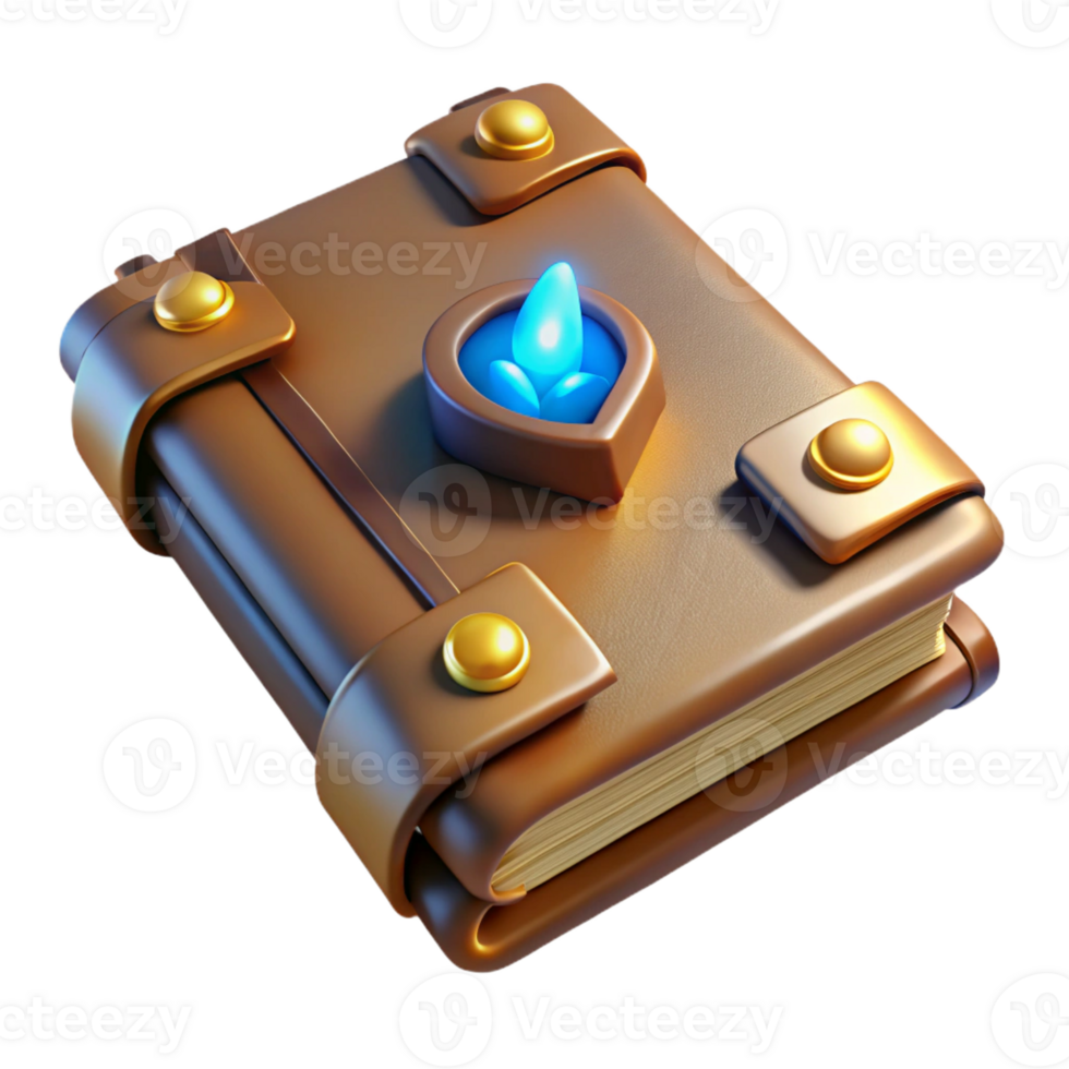 dramatic abstract A leather-bound spellbook with glowing runes high resolution png