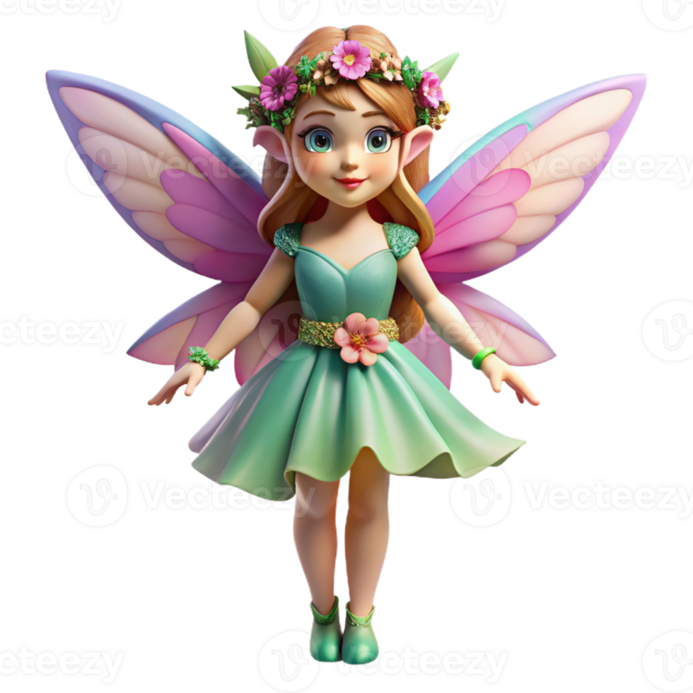 serene creative A winged fairy with iridescent wings and a flower crown exclusive png