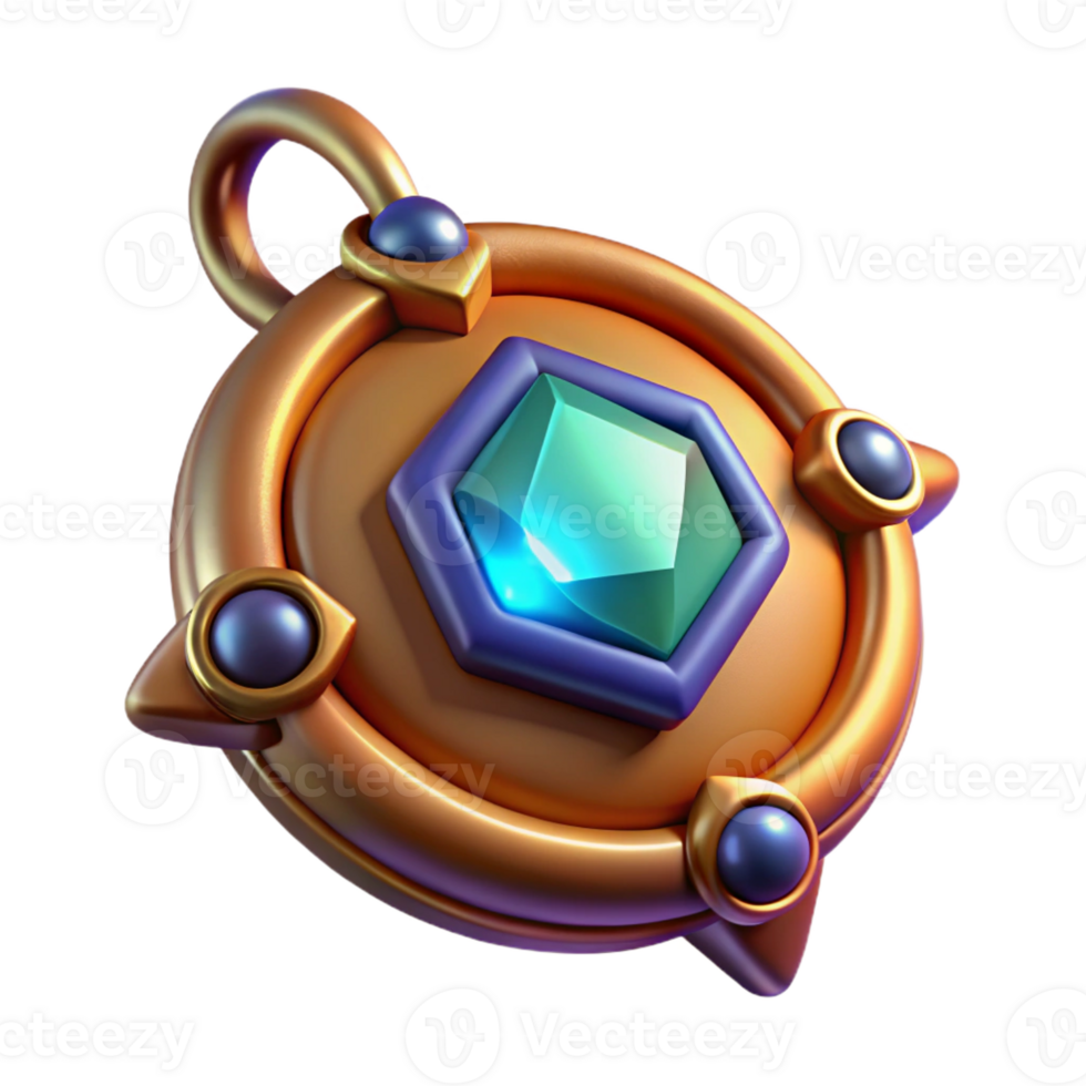 impressive classic A magical amulet with a glowing gem genuine png