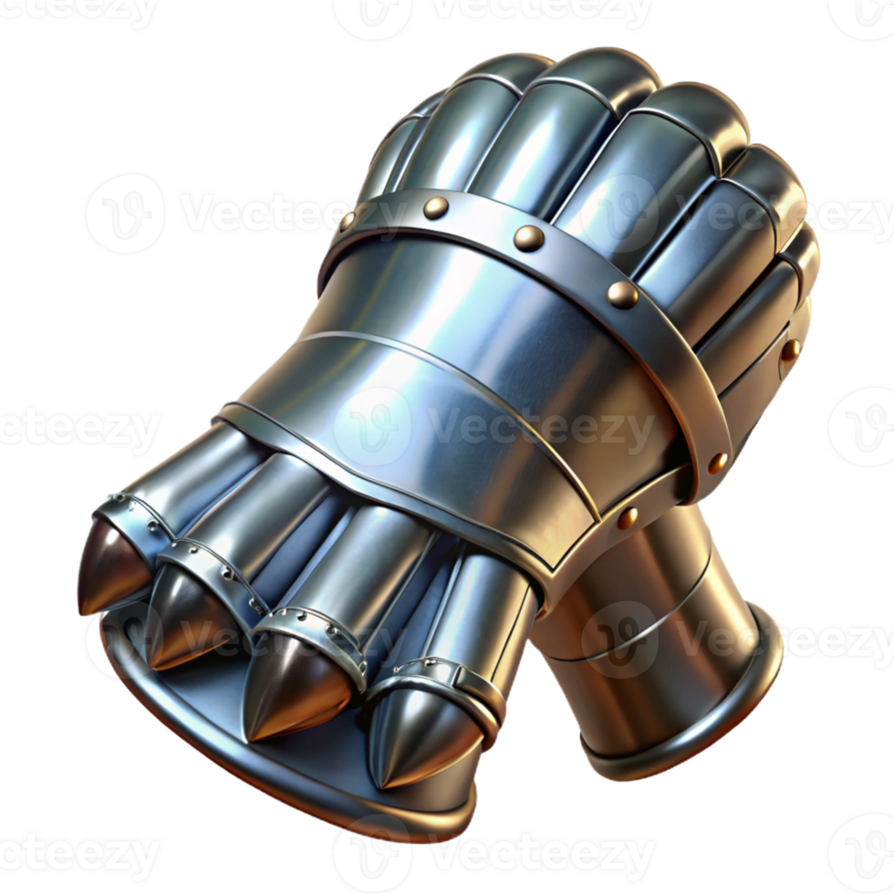 extraordinary traditional A knight's gauntlet made of polished steel genuine png