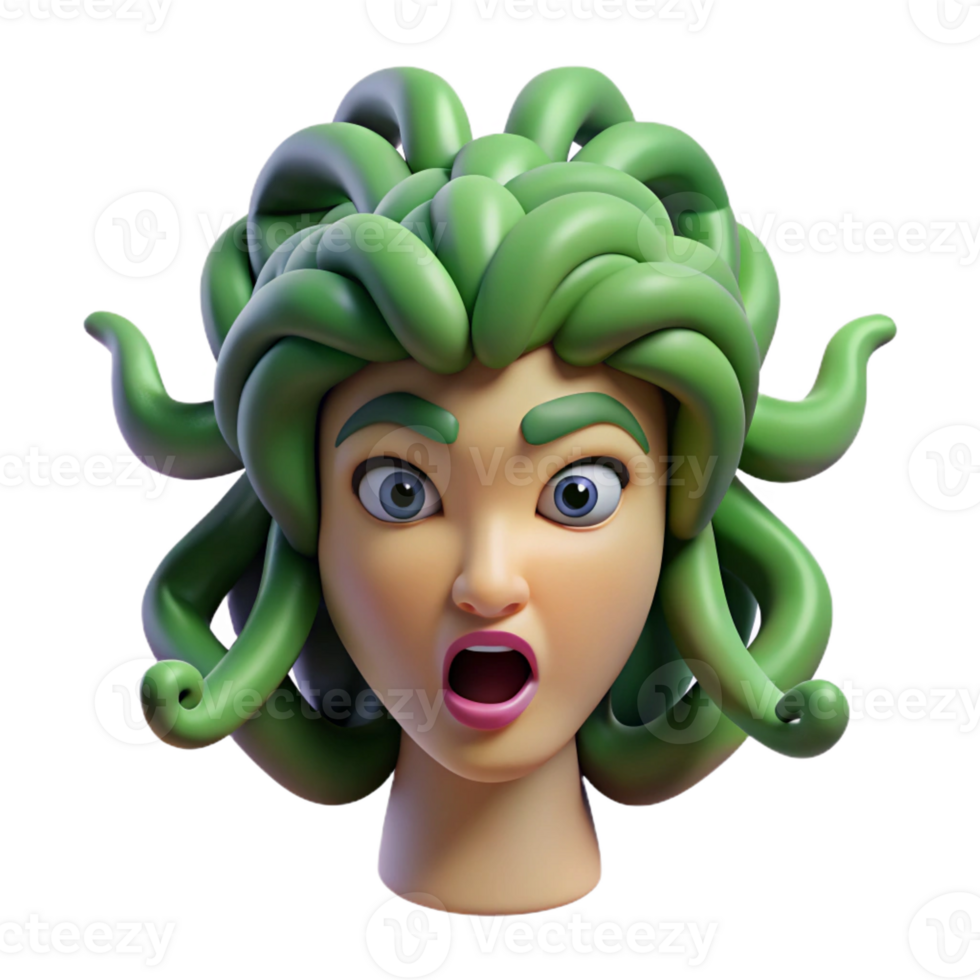 serene artistic Medusa, snake-haired Gorgon, terrifying, original png