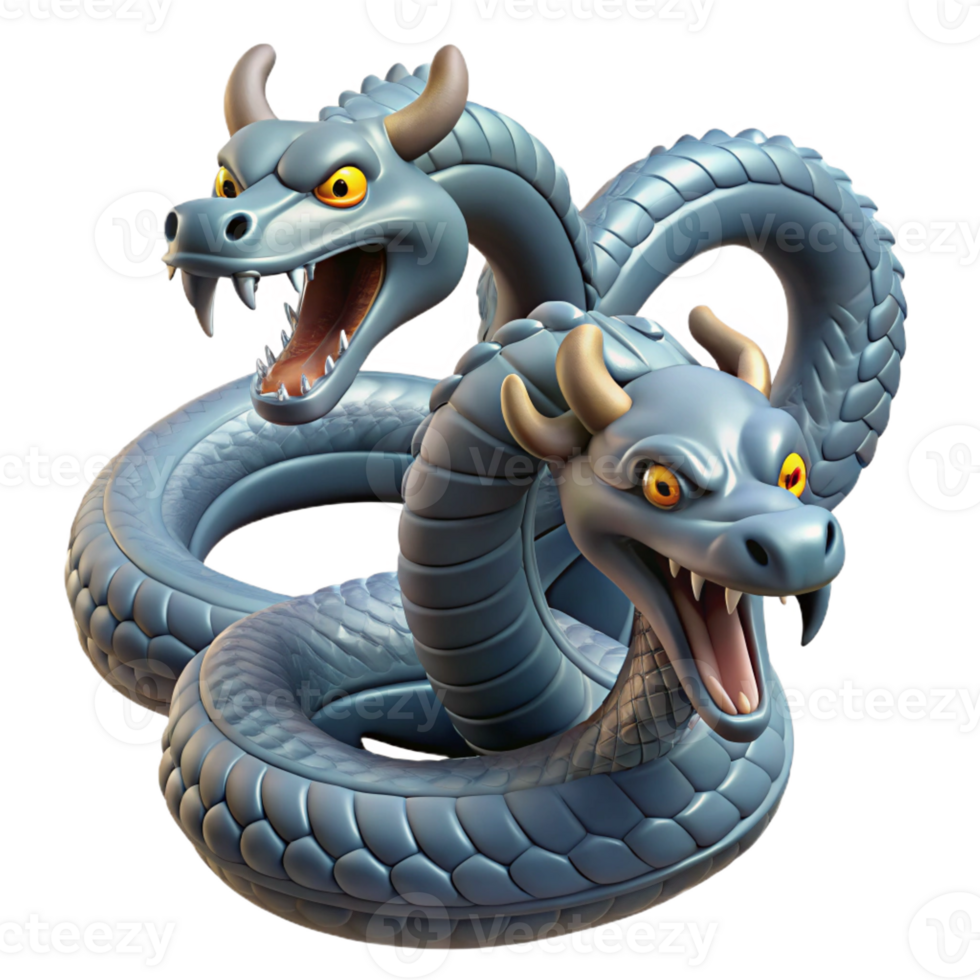 impressive rustic Hydra, multi-headed serpent, coiled, detailed png