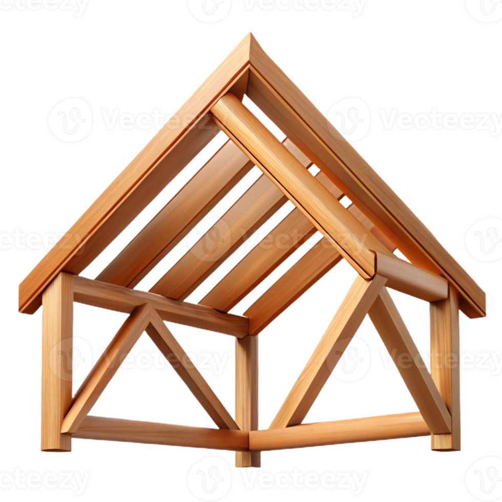 extraordinary minimalist Wooden roof truss, 4K png