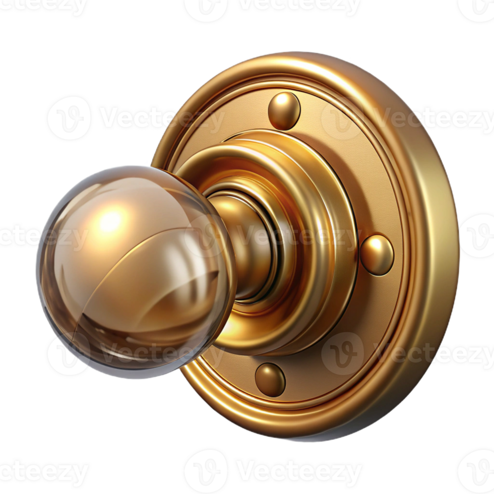 serene traditional Victorian style doorknob, brass, high quality png