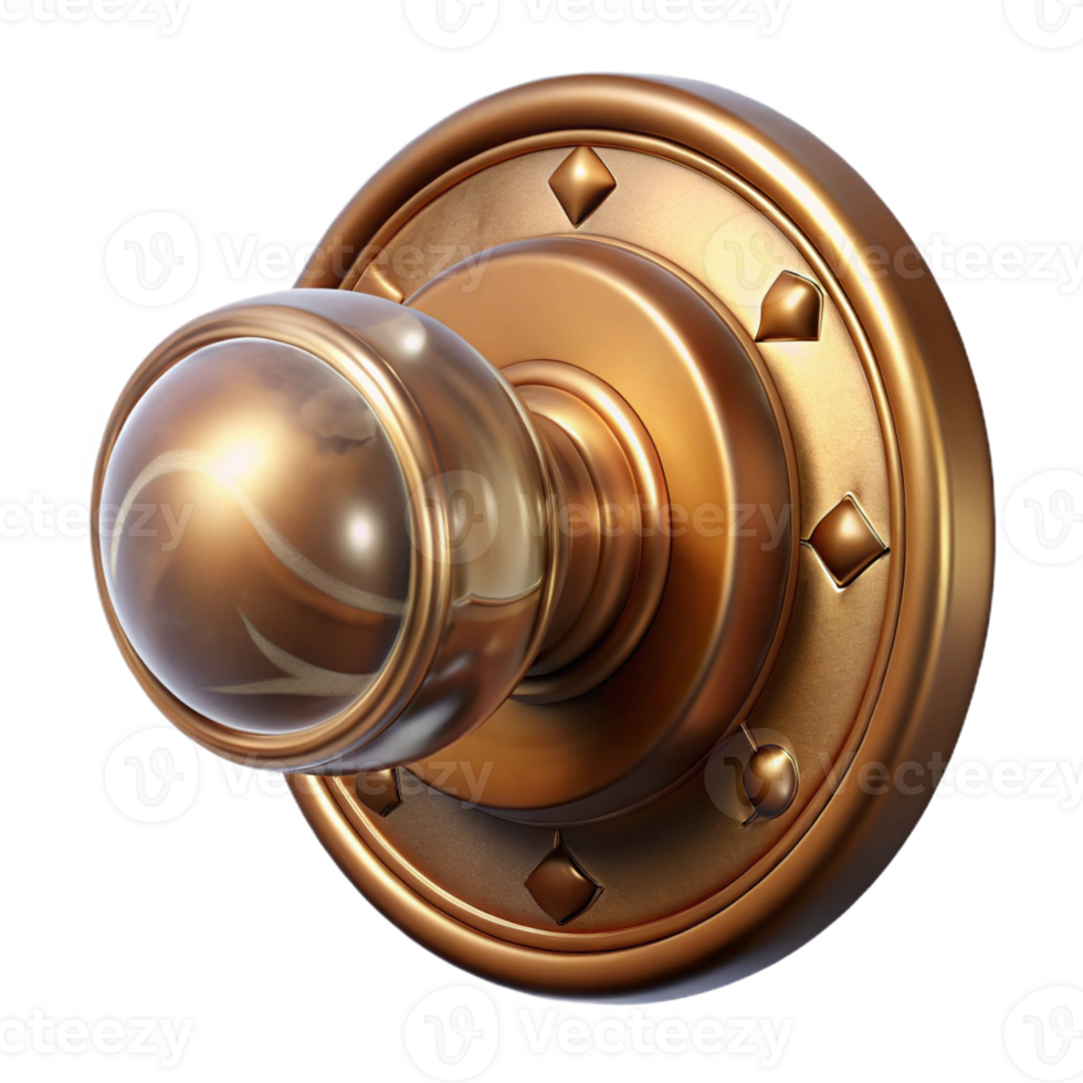 serene traditional Victorian style doorknob, brass, exclusive png