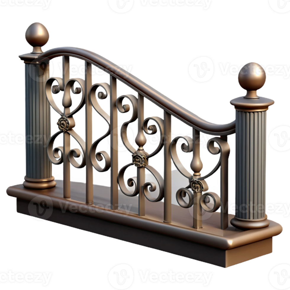 vibrant minimalist Railing, wrought iron, detailed png