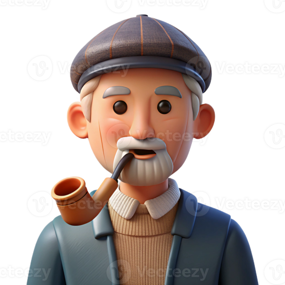 vibrant classic Senior man with a pipe premium png