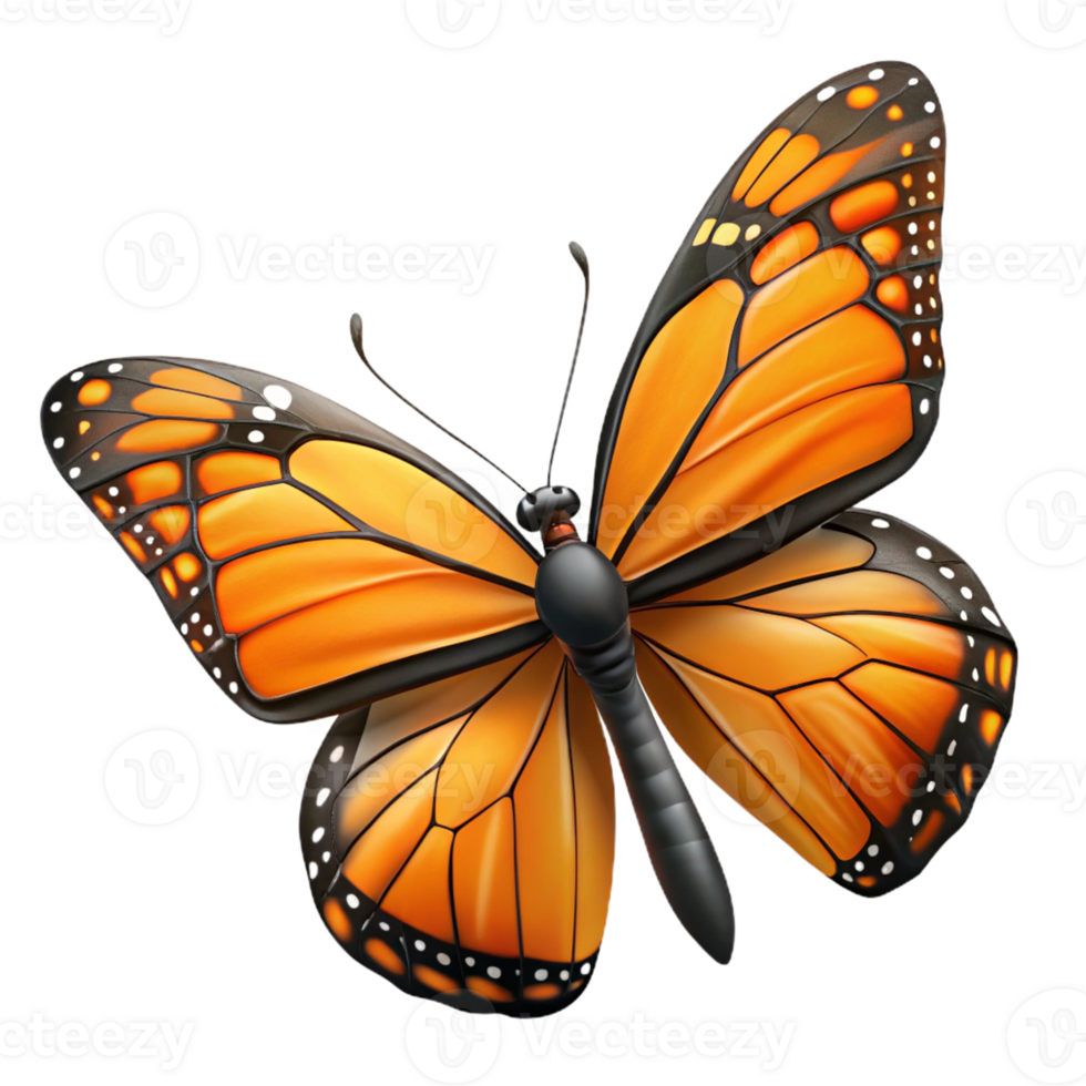 elegant vintage Single Monarch butterfly with wings open high quality png