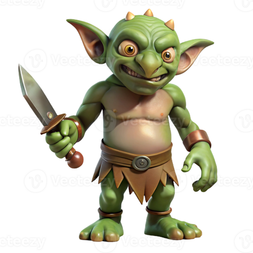 extraordinary classic A grotesque goblin, holding a rusty knife authentic png