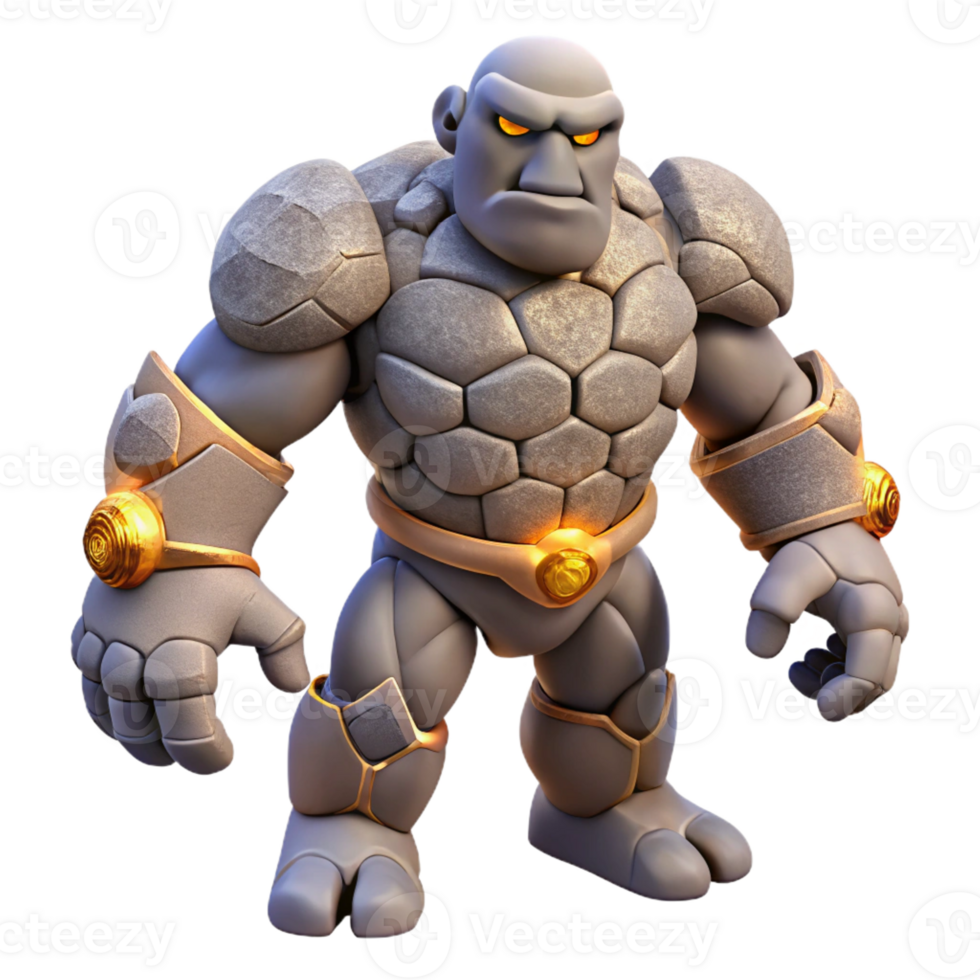 wonderful abstract A powerful golem, made of stone and animated by magic 4K png