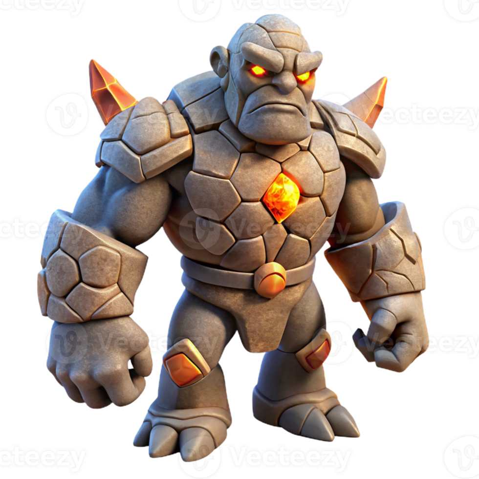 wonderful classic A powerful golem, made of stone and animated by magic original png