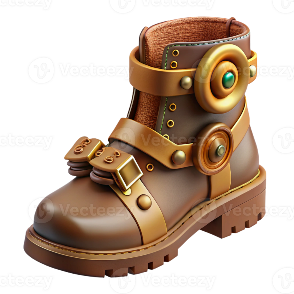 extraordinary abstract Steampunk boot with buckles, gears, and leather straps premium png