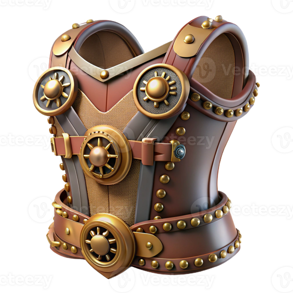 elegant artistic Steampunk corset with buckles, gears, and leather accents premium png