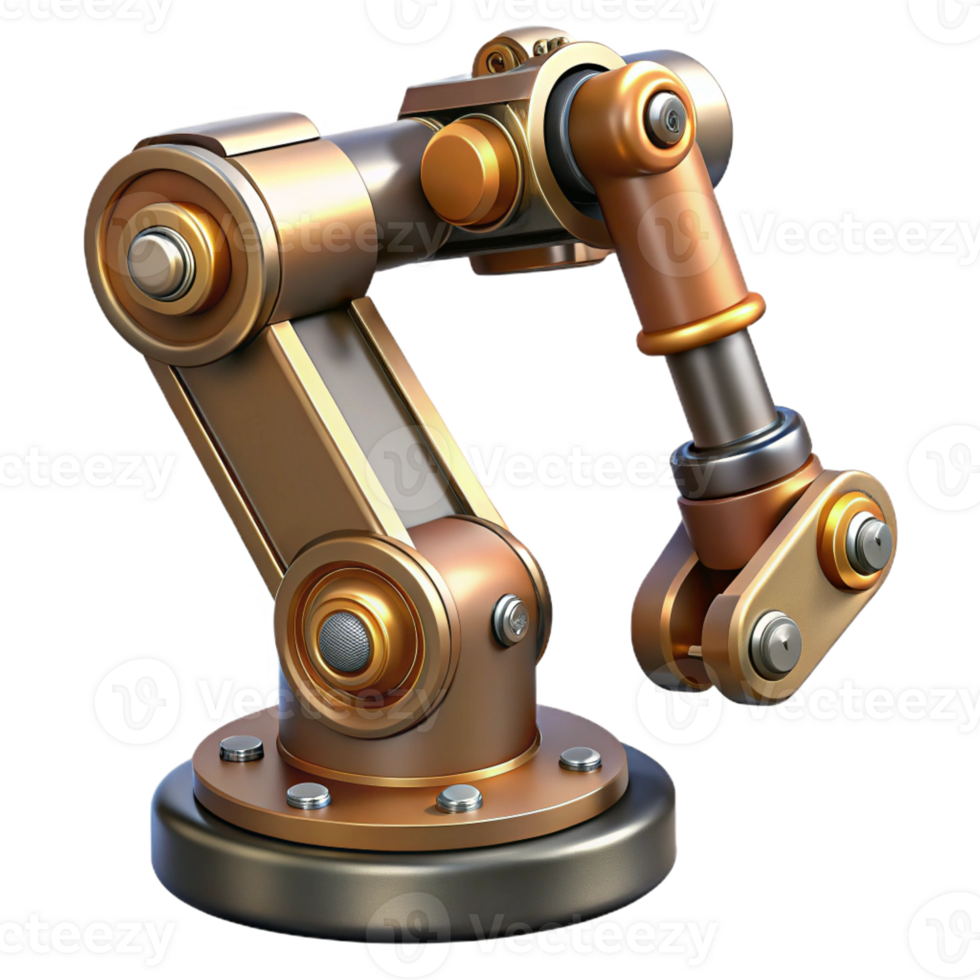 sereno abstrato steampunk robótico braço com articulado juntas e rebites Prêmio png