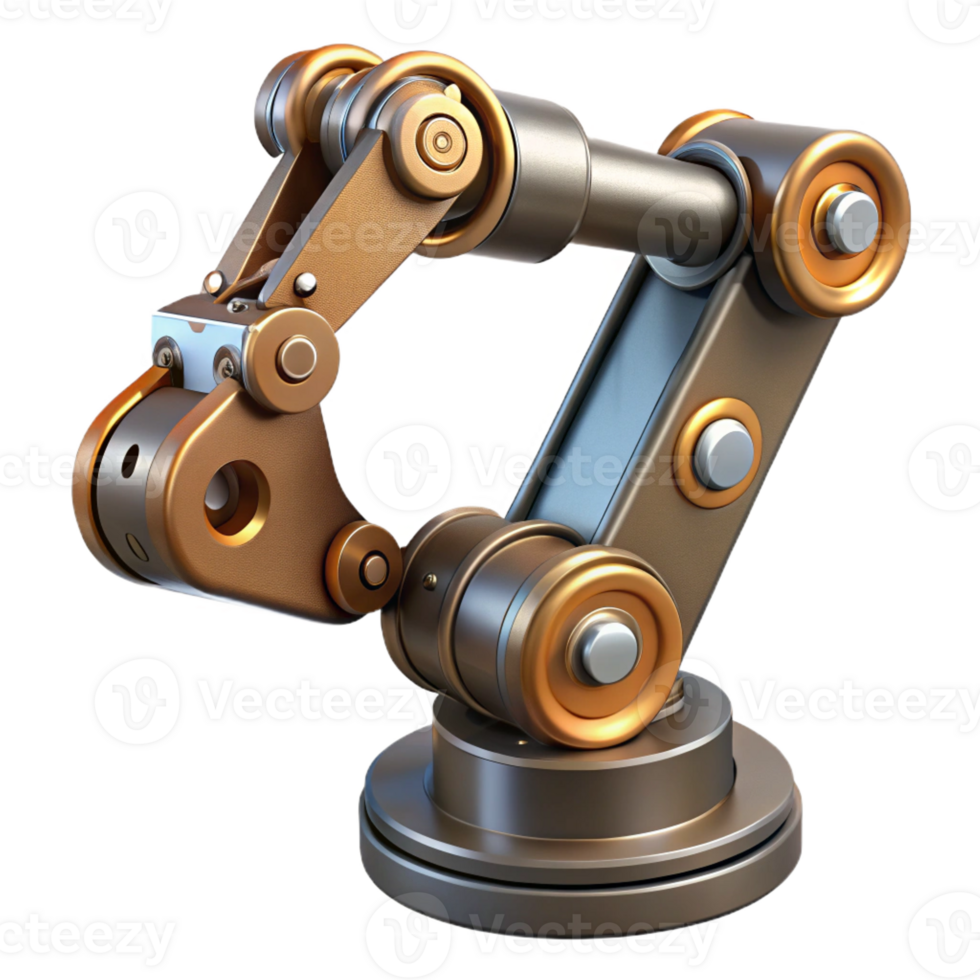 elegant abstract Steampunk robotic arm with articulated joints and rivets genuine png