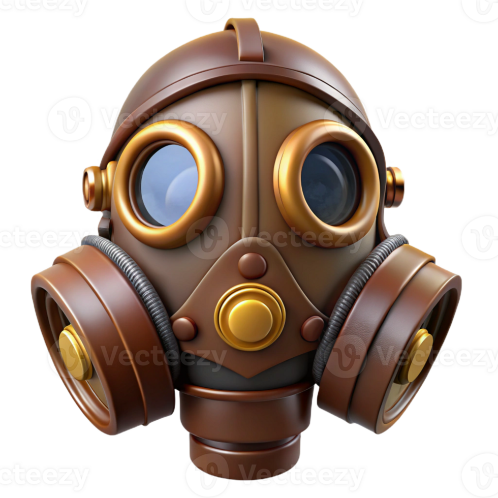 extraordinary minimalist Steampunk gas mask with filters and leather straps authentic png