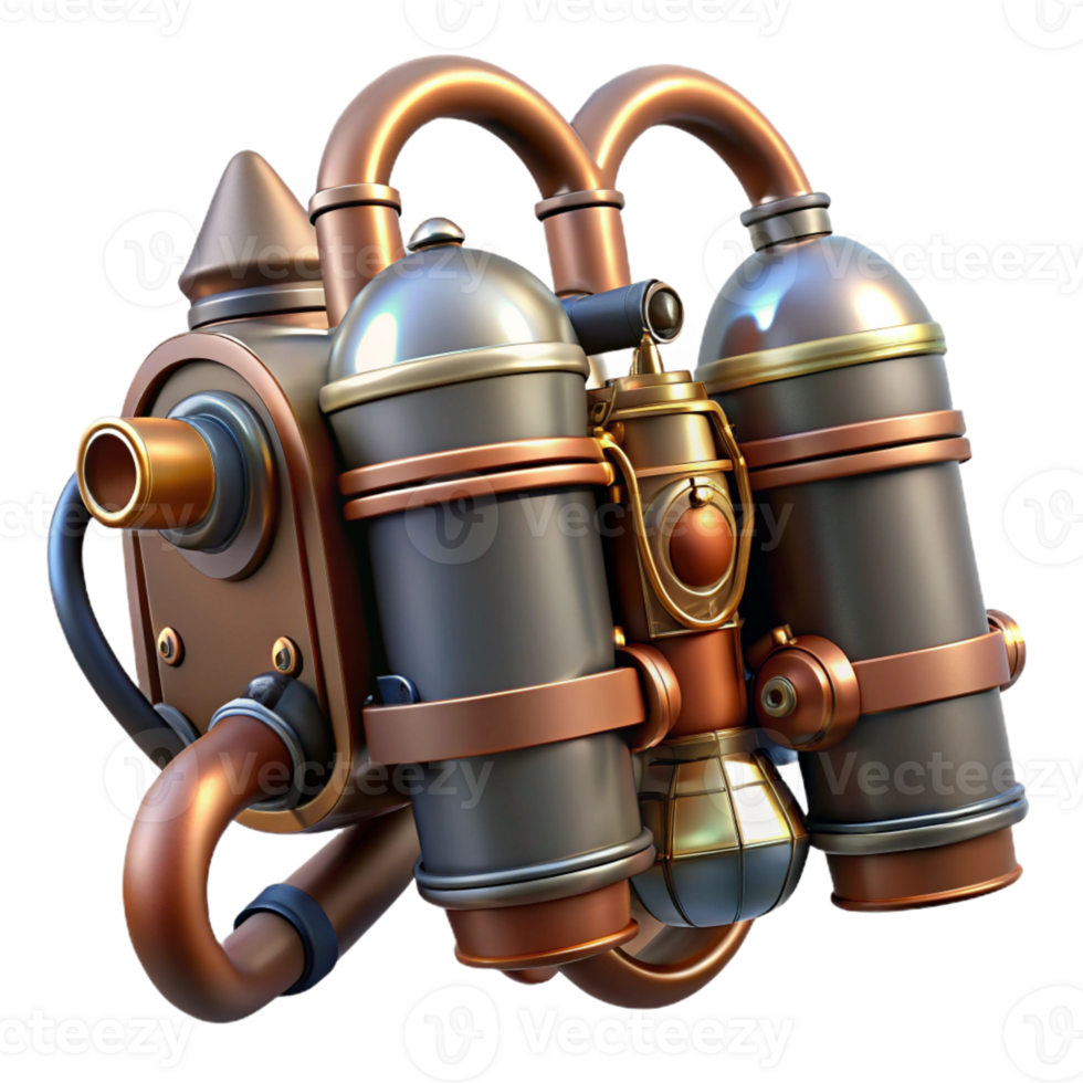 extraordinary rustic Steampunk jetpack with copper pipes and thrusters exclusive png