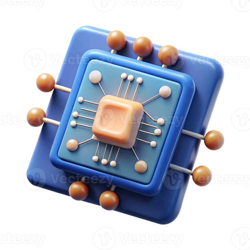 dramatic artistic Artificial intelligence chip with neural network design original png