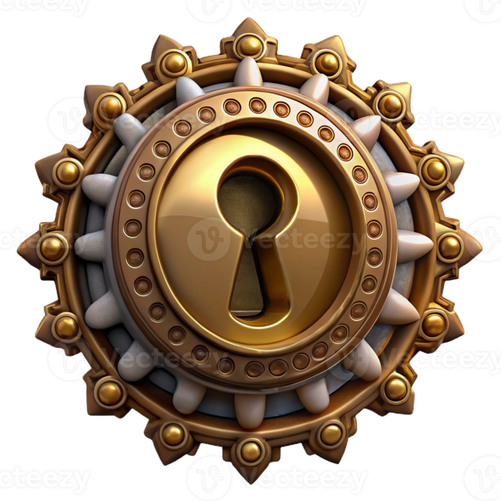 stunning contemporary Steampunk keyhole with intricate gears and ornate details 4K png