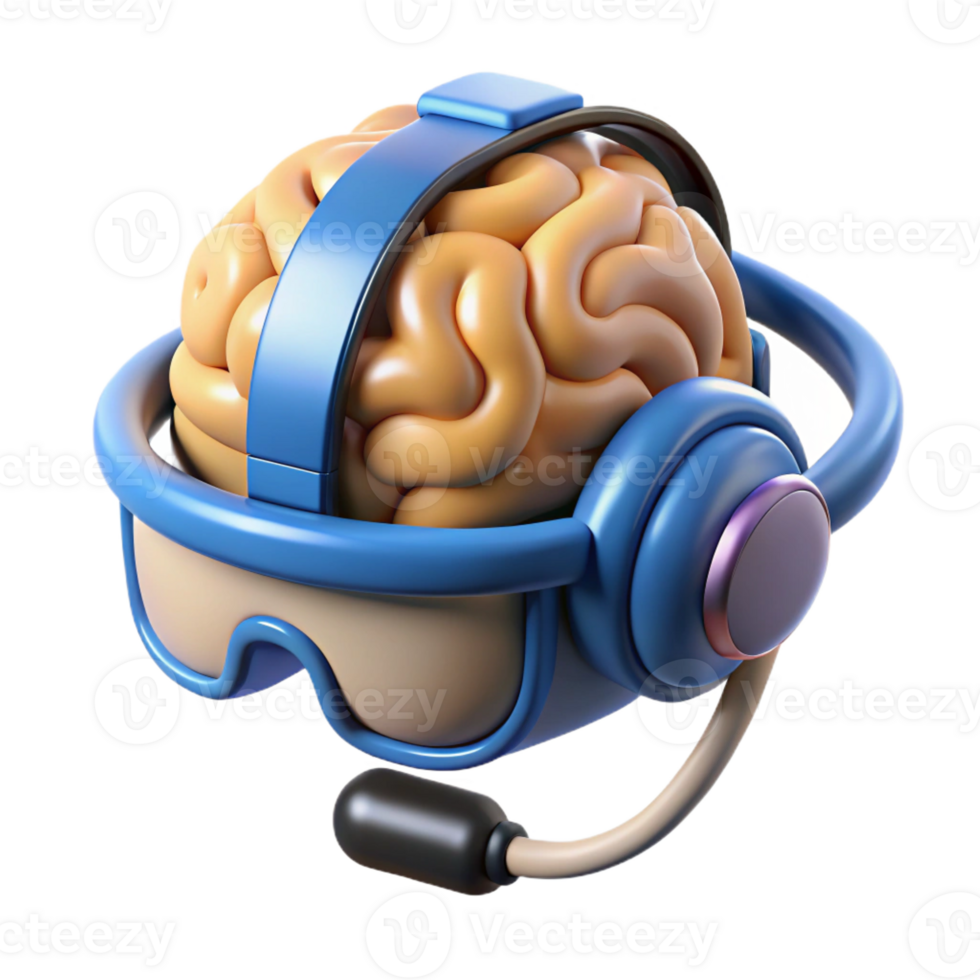 serene vintage Brain-computer interface headset premium png