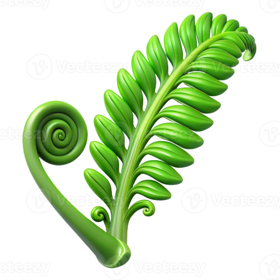 elegant contemporary Green fern frond unfurling high quality png