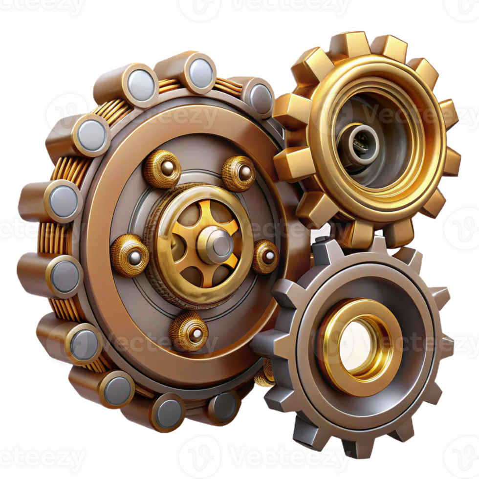 beautiful classic Steampunk gear set with various sizes and intricate details professional png